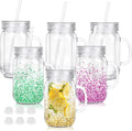 24 Oz Plastic Snow Globe Tumbler Mason Jars with Handle